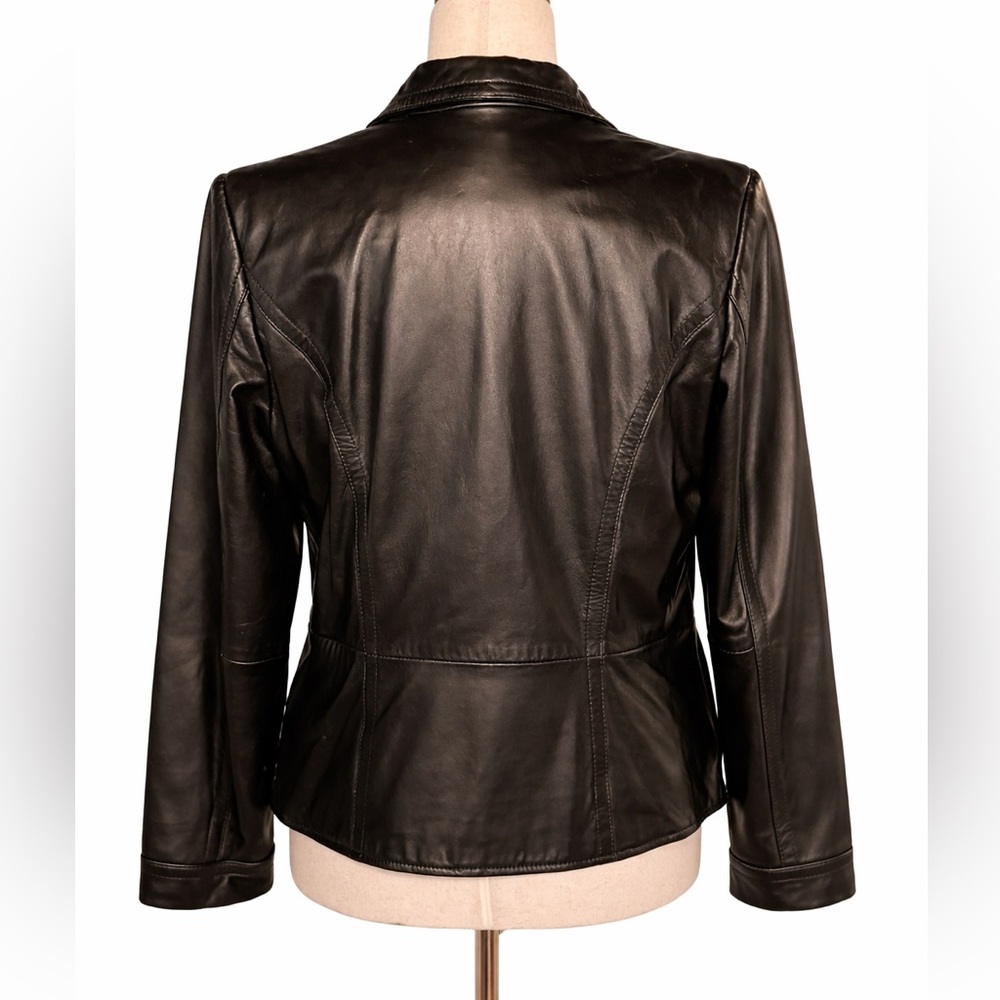 Black genuine leather blazer by I.e. Daytime evening L - Picture 2 of 3